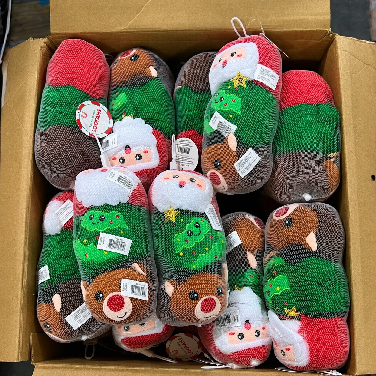 Christmas Holiday 3 Pack Shower Loofahs, Santa, Rudolph & Tree (100 Pcs Lot) - Image 2