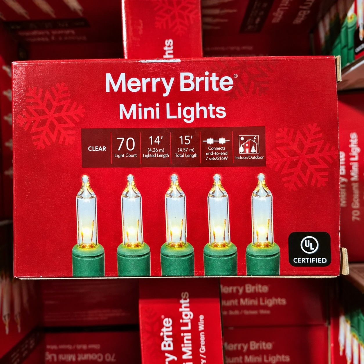 Green Wire New Merry Brite Mini Lights Clear Bulb 70 ct Indoor Outdoor 15 ft (126 Pcs Lot) - Image 3
