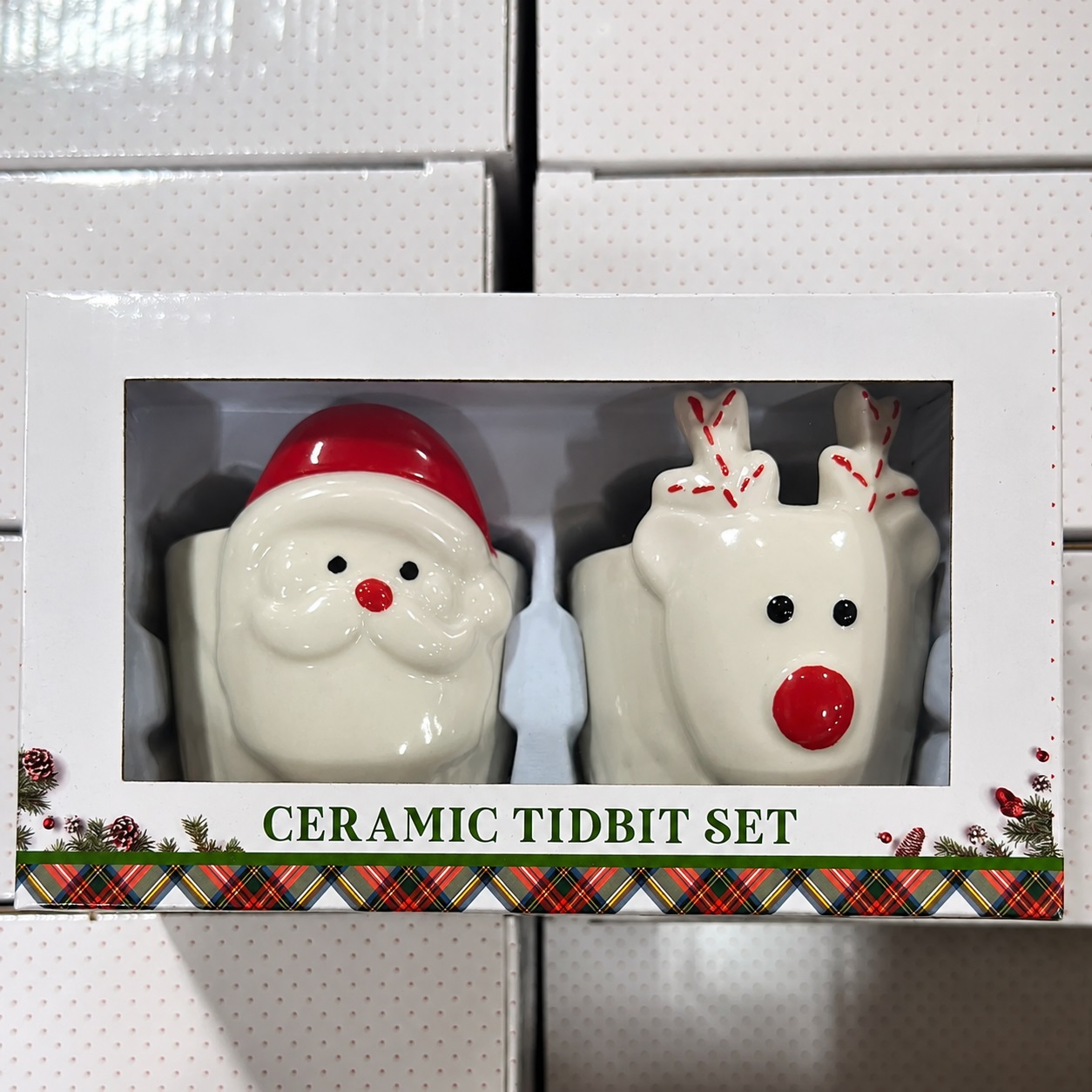 Santa & Rudolph Ceramic Tidbit Bowl Set Christmas Gift (160 Pcs Lot) - Image 2