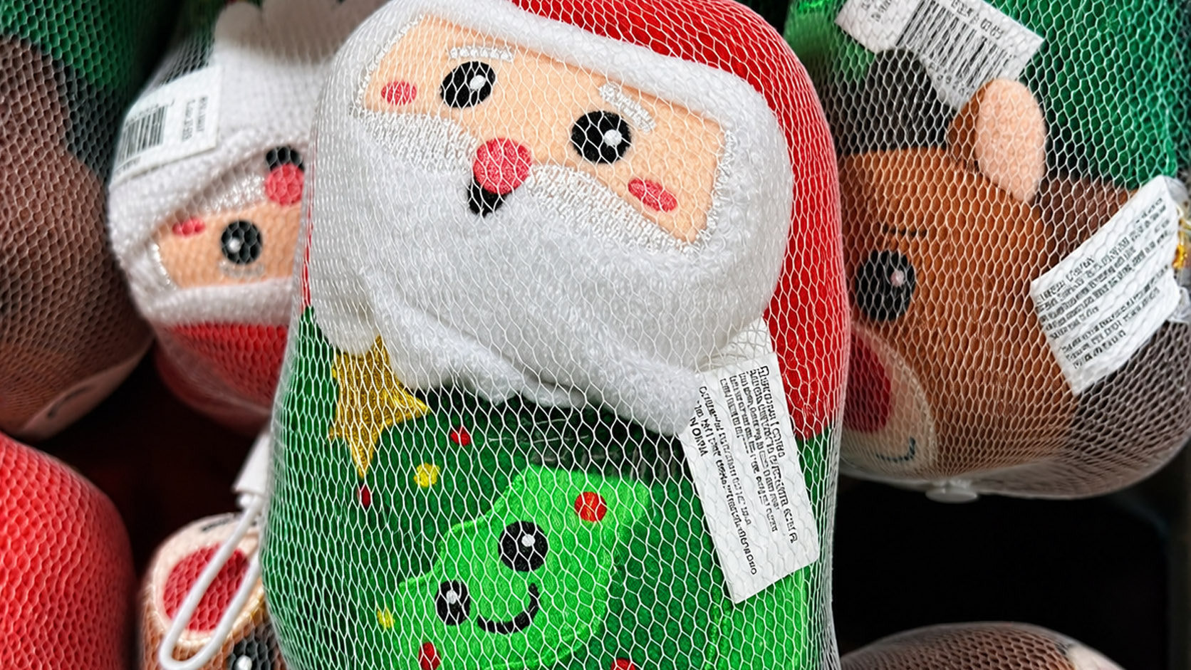 Christmas Holiday 3 Pack Shower Loofahs, Santa, Rudolph & Tree (100 Pcs Lot)
